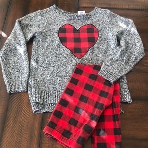 Adorable outfit, red black with heart size 8